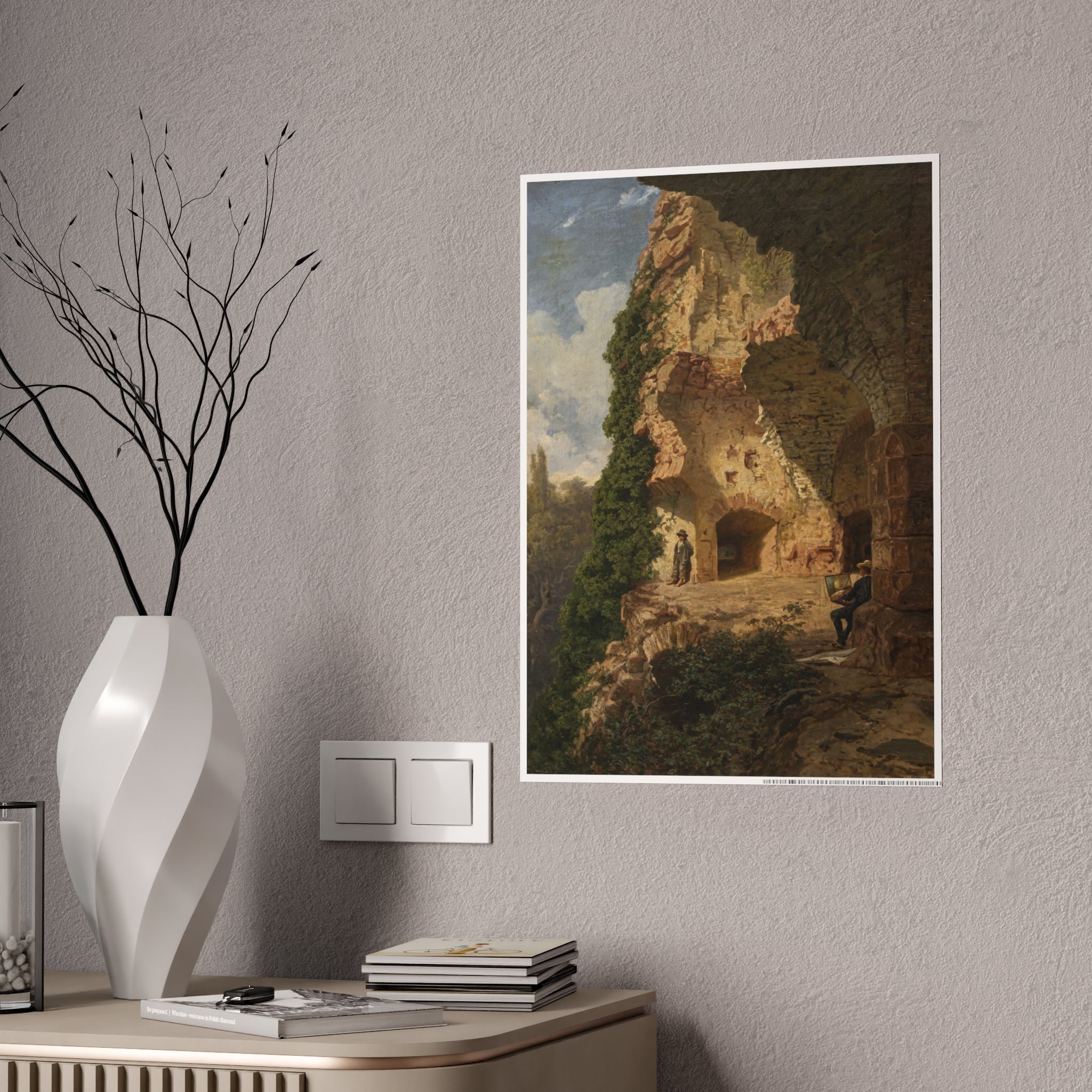 Painter in Landscape of Ruins (1878), by Eduard Tenner (Gloss)