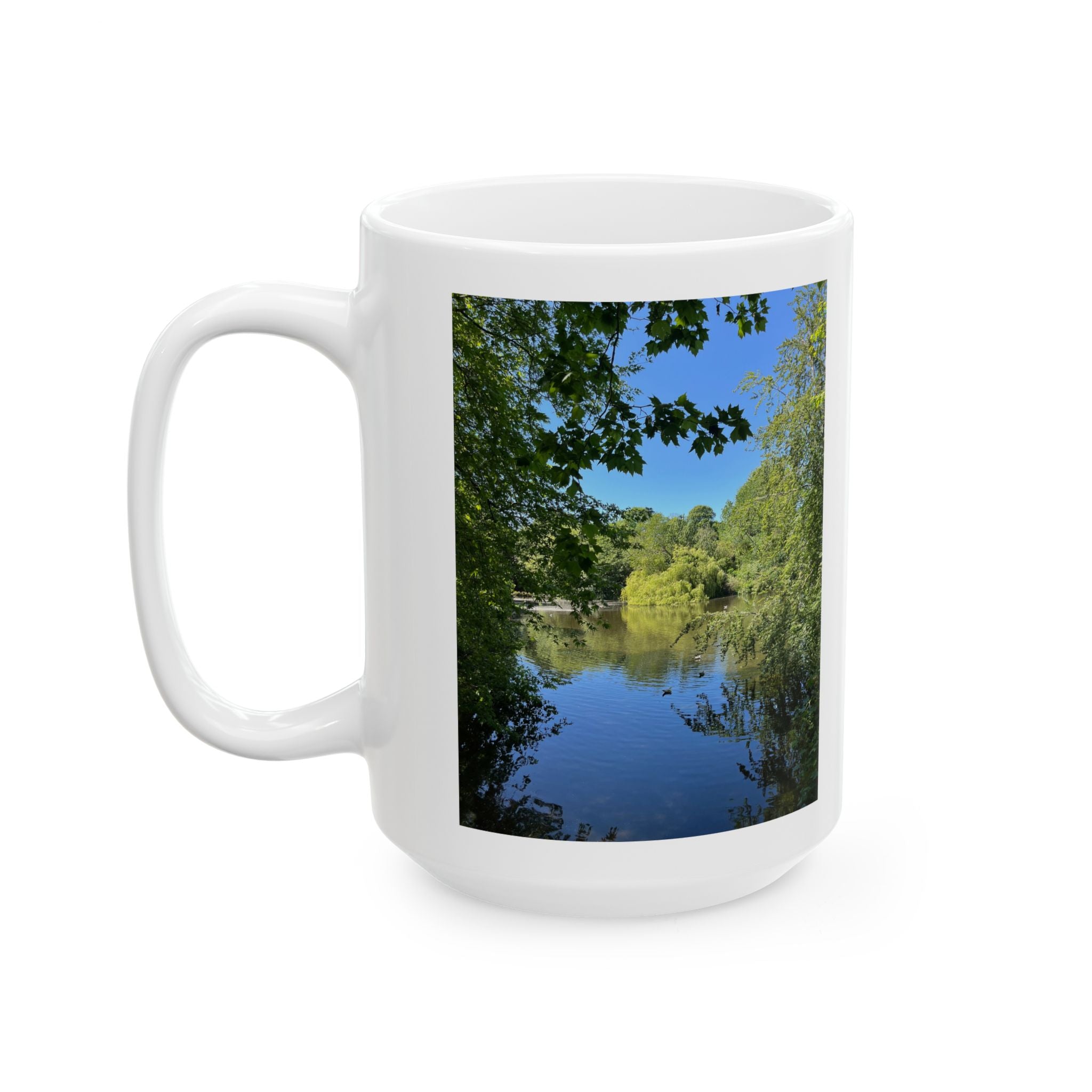 Scenic Riverbank Photo Ceramic Mug – Nature Landscape Coffee Cup (11oz, 15oz)