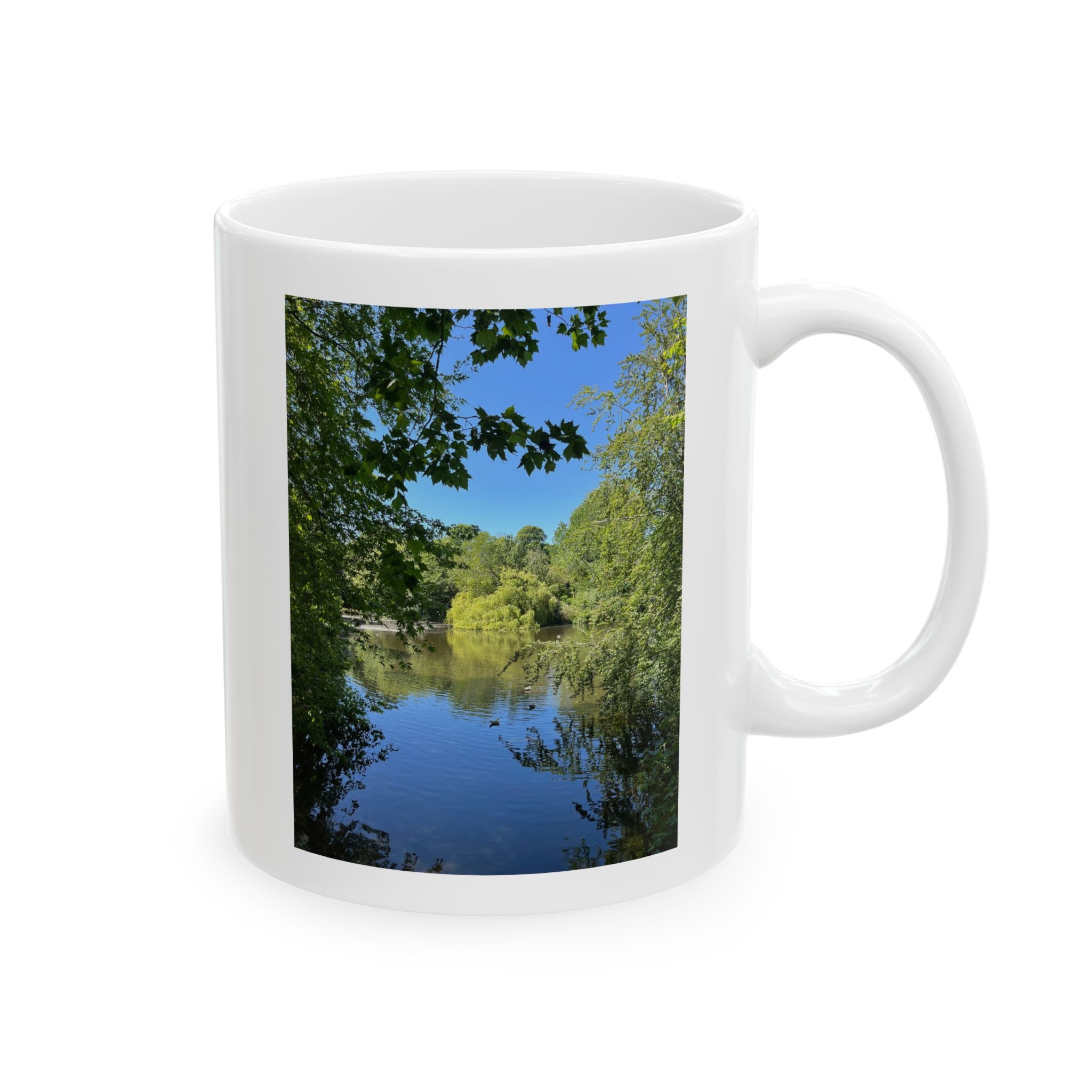 Scenic Riverbank Photo Ceramic Mug – Nature Landscape Coffee Cup (11oz, 15oz)