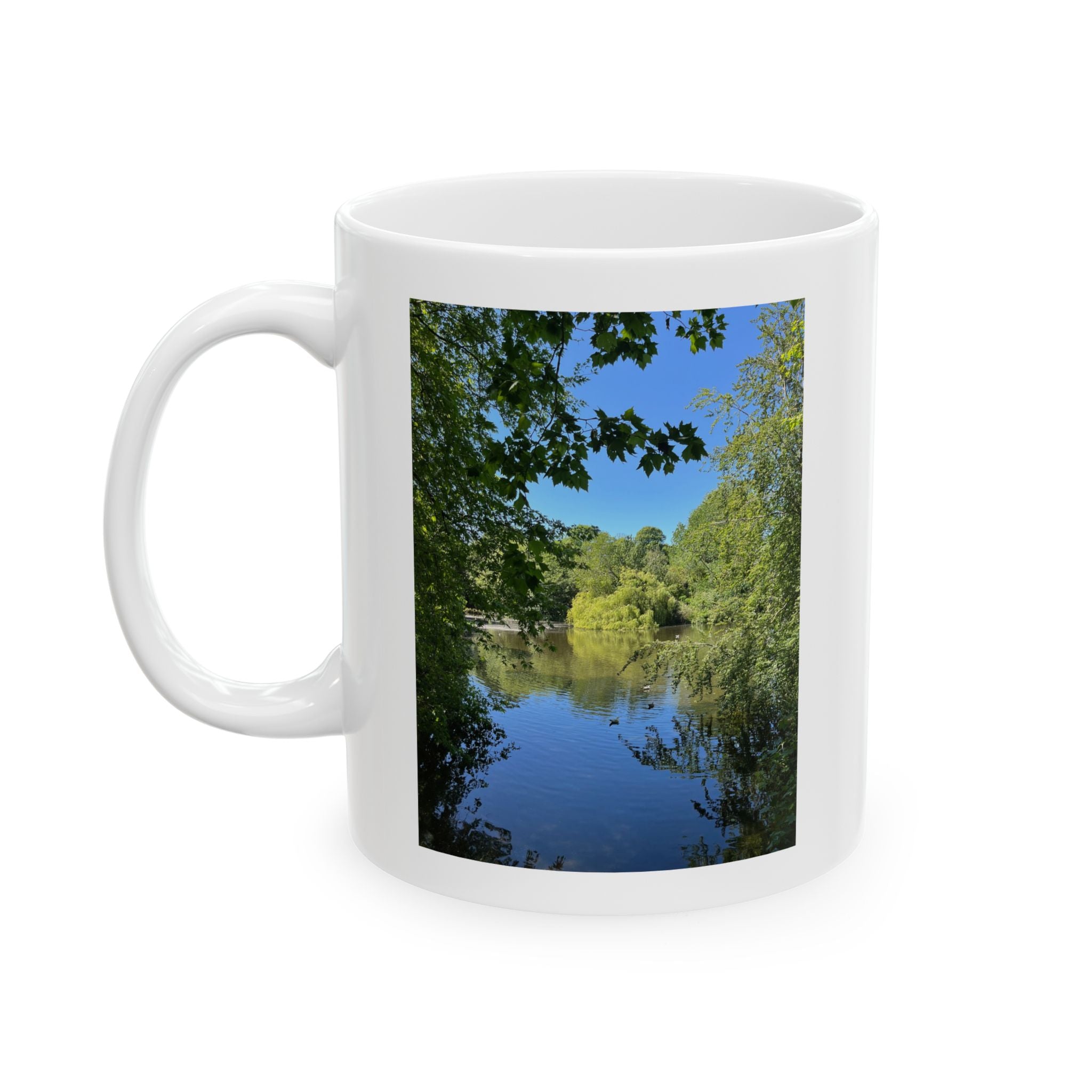 Scenic Riverbank Photo Ceramic Mug – Nature Landscape Coffee Cup (11oz, 15oz)