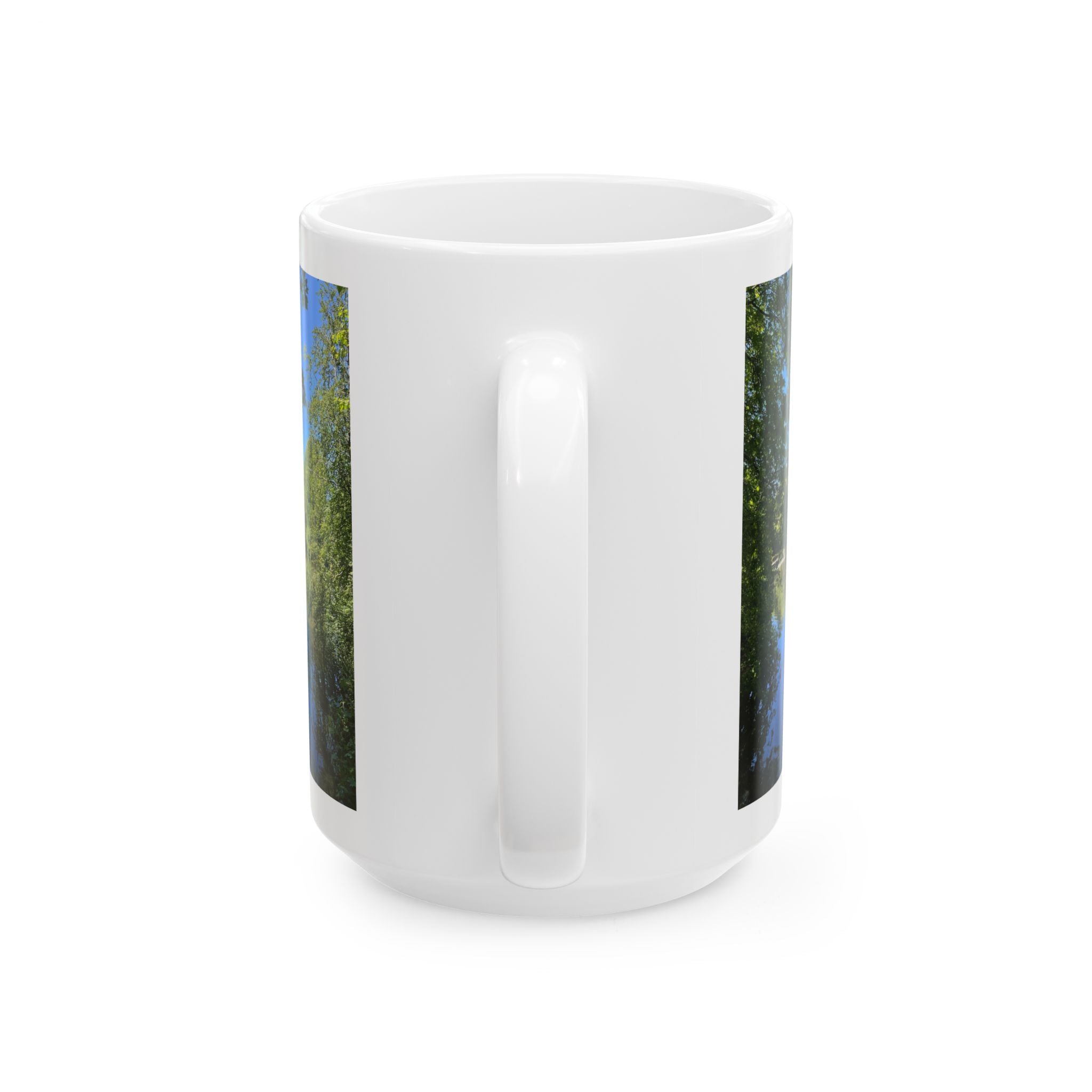 Scenic Riverbank Photo Ceramic Mug – Nature Landscape Coffee Cup (11oz, 15oz)