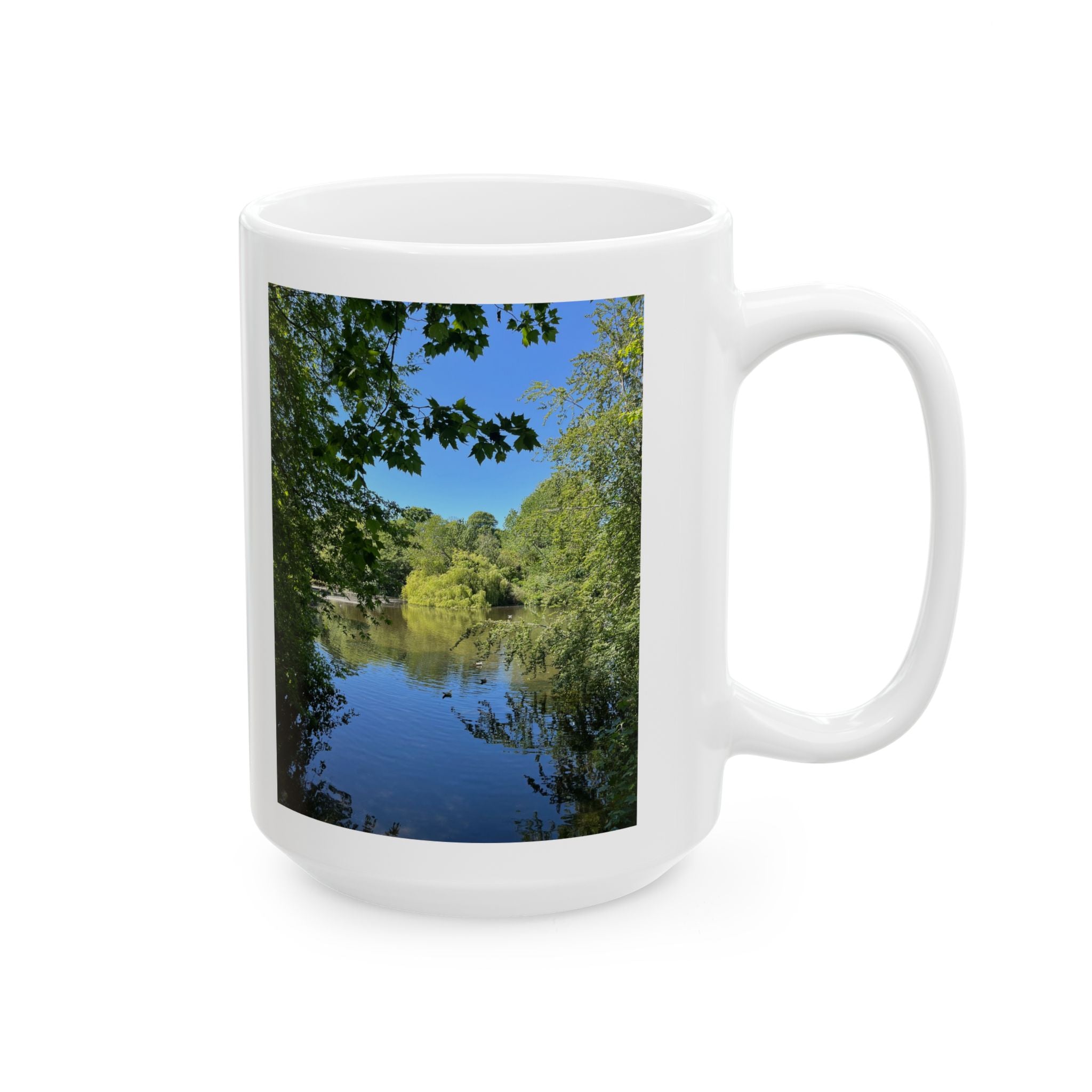 Scenic Riverbank Photo Ceramic Mug – Nature Landscape Coffee Cup (11oz, 15oz)