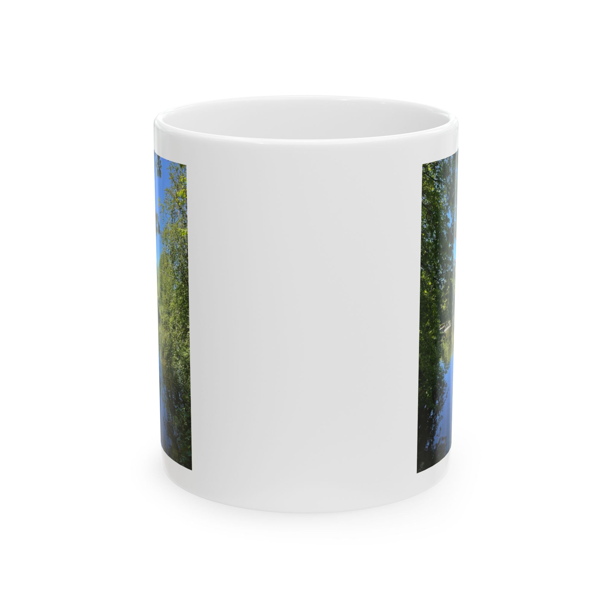 Scenic Riverbank Photo Ceramic Mug – Nature Landscape Coffee Cup (11oz, 15oz)